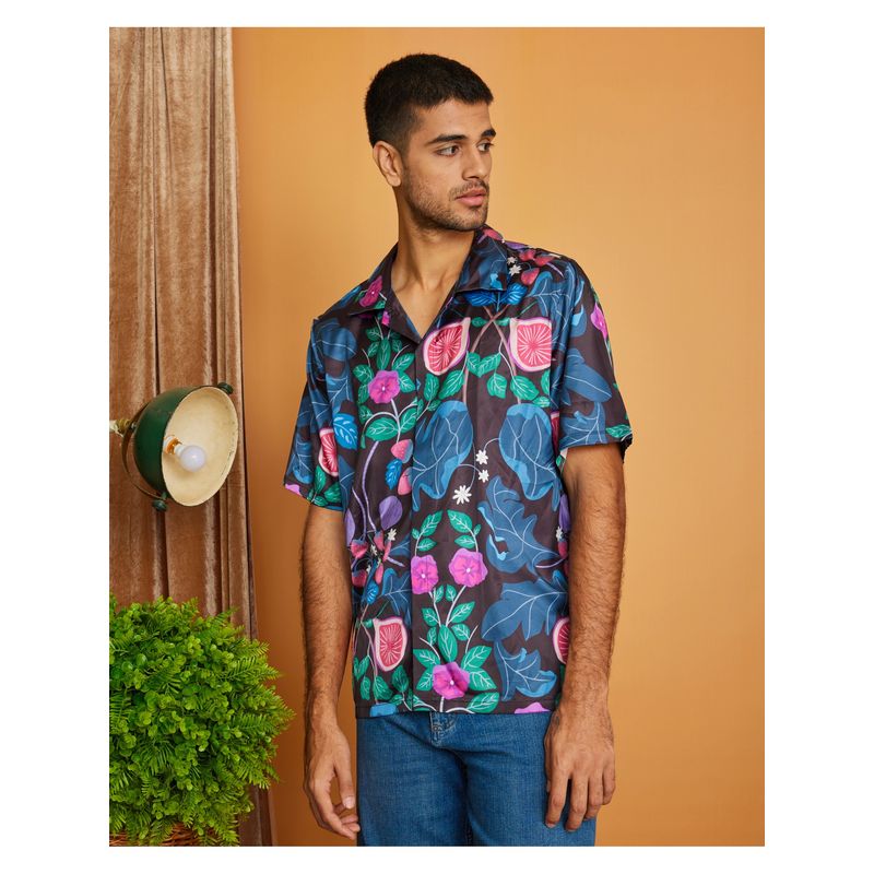 CLUBHAVANA Black Berry Burst Premium Soft Satin Shirt (S)