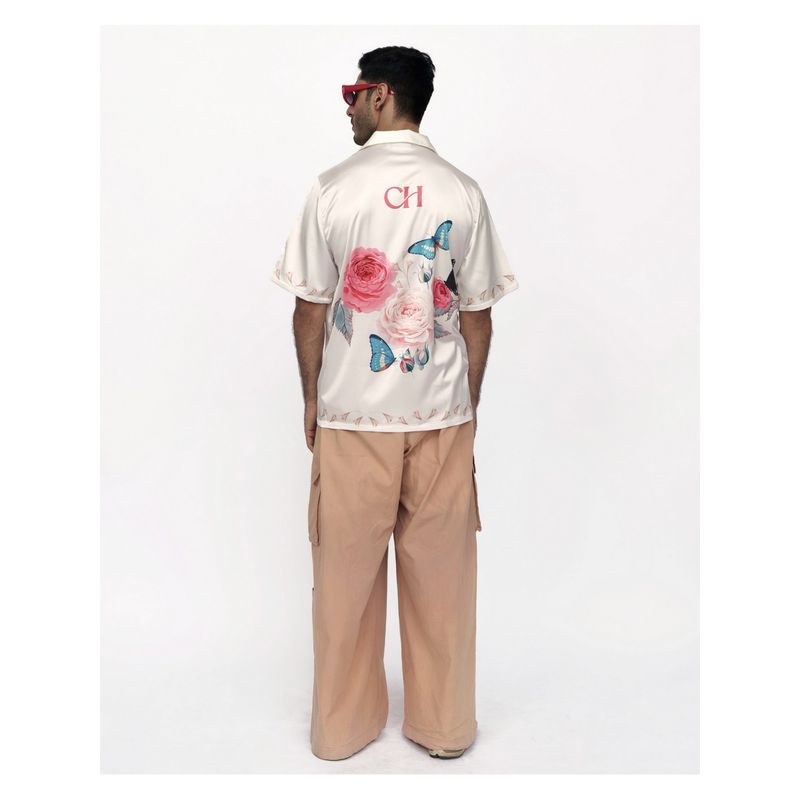 CLUBHAVANA Cream Nature Ballet Premium Soft Satin Shirt (S)