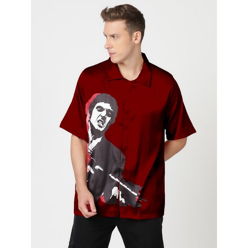 CLUBHAVANA Red Menace Premium Soft Satin Shirt (S)