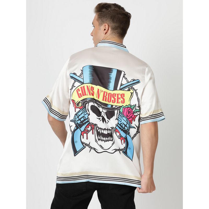 CLUBHAVANA Cream Rock Rebel Premium Soft Satin Shirt (S)