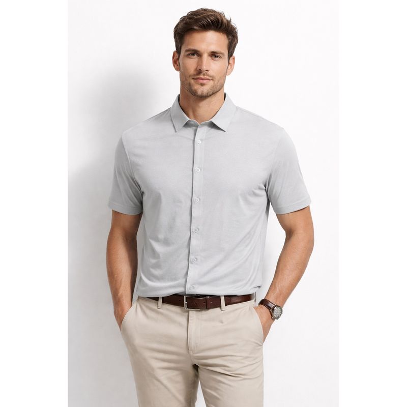 Parcel Yard Grey Men’s Comfortable Rich Cotton Blend Men's Shirt (M)