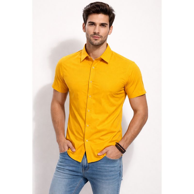 Parcel Yard Yellow Men’s Comfortable Rich Cotton Blend Men's Shirt (M)
