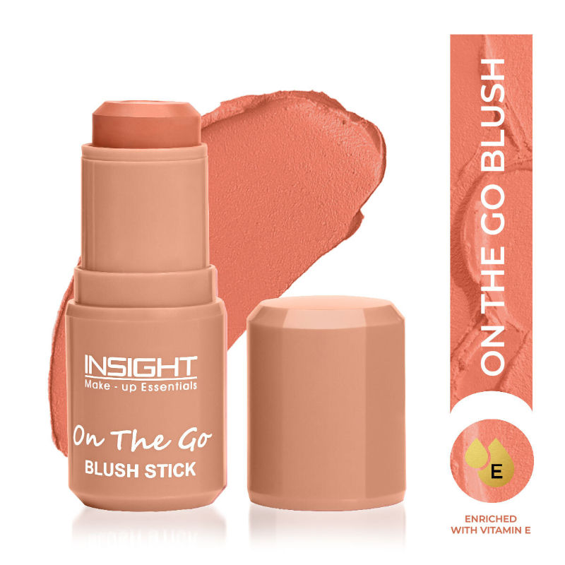 Insight Cosmetics On The Go Blush Stick With Vitamin E, Multi Use Blush, Highly Pigmented - Nude Play