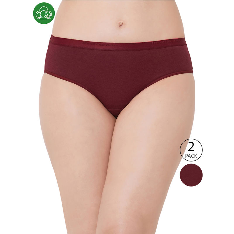 Inner Sense Organic Cotton Antimicrobial High Waist Hipster - Maroon (Pack of 2) (S)