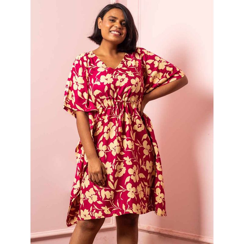 AOBA Women Pink Floral Printed Nightdress (S)