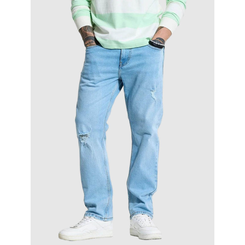 Snitch Men Blue Solid Distressed Look Jeans (36)