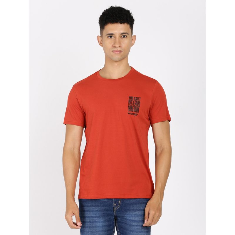 Wrangler Men Red Graphic Print Regular T-Shirt (M)