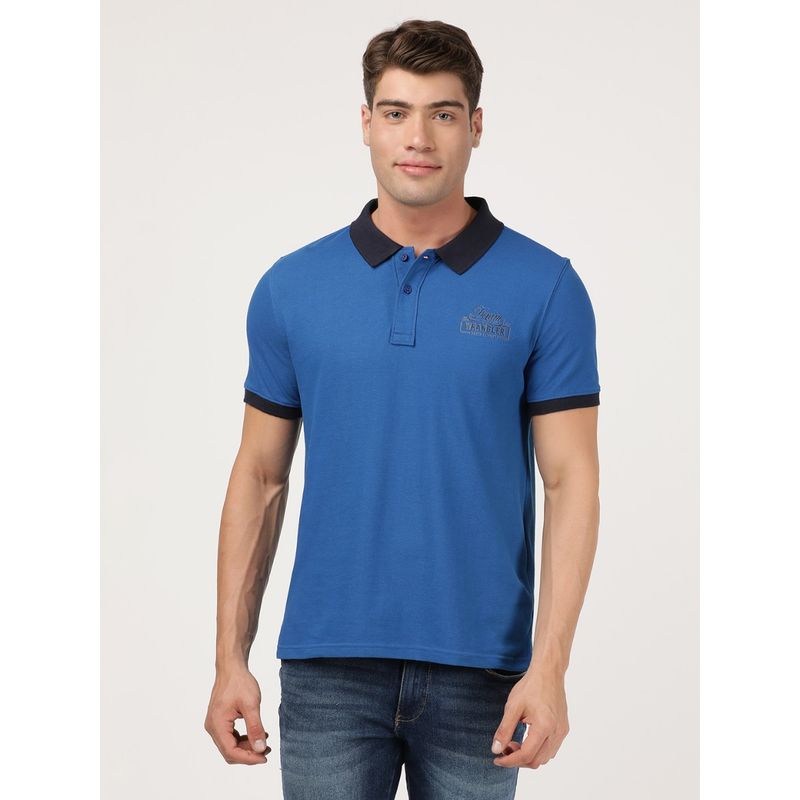Wrangler Men Blue Regular Polo T-Shirt (S)