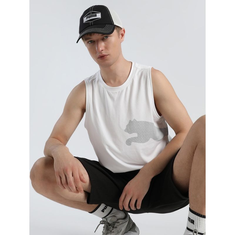 Puma Train All Day Big Logo Training Mens White Tank Top (L)