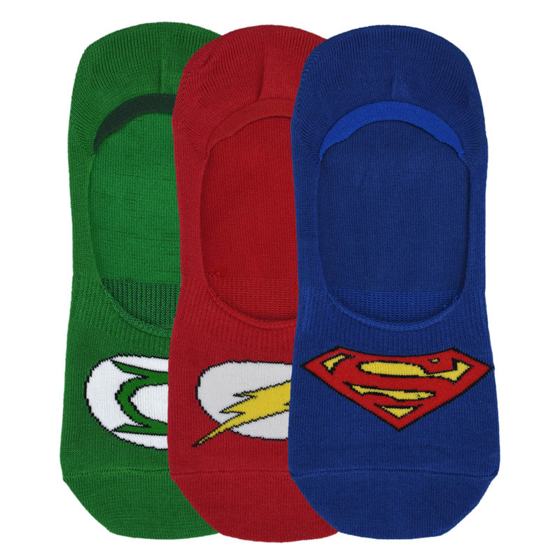 Balenzia X Justice League Men's No Show Socks, Pack Of 3 Multi Color Free Size