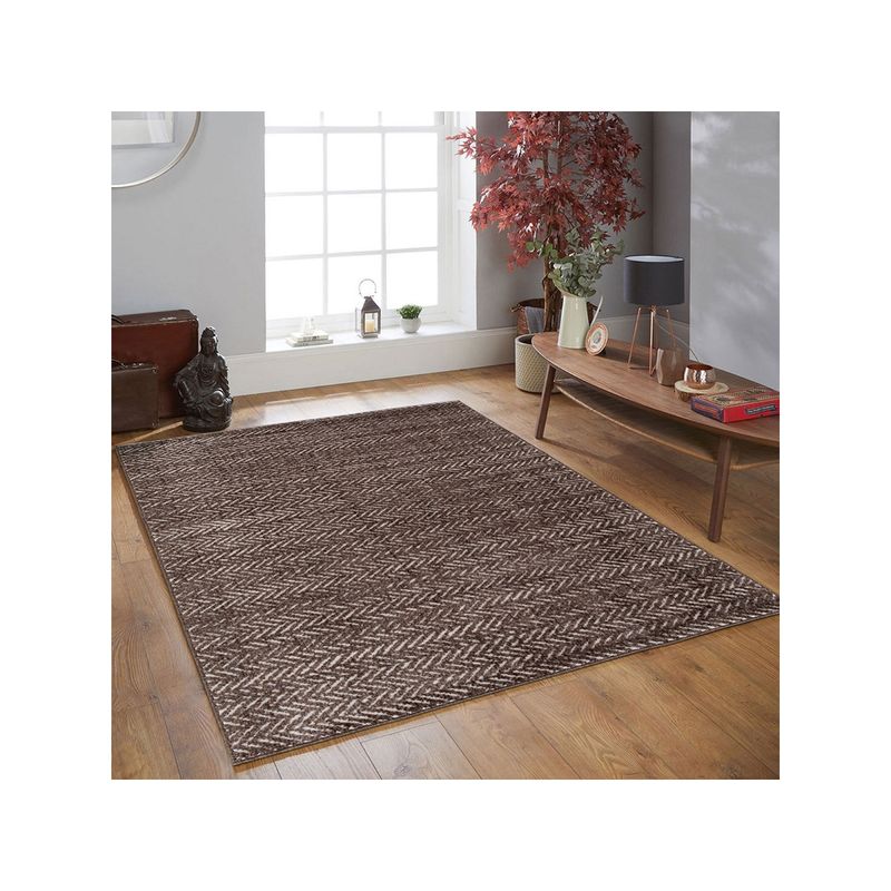 OBSESSIONS Super Soft Anti Static Striped Carpet, Brown (4 x 6 Feet)