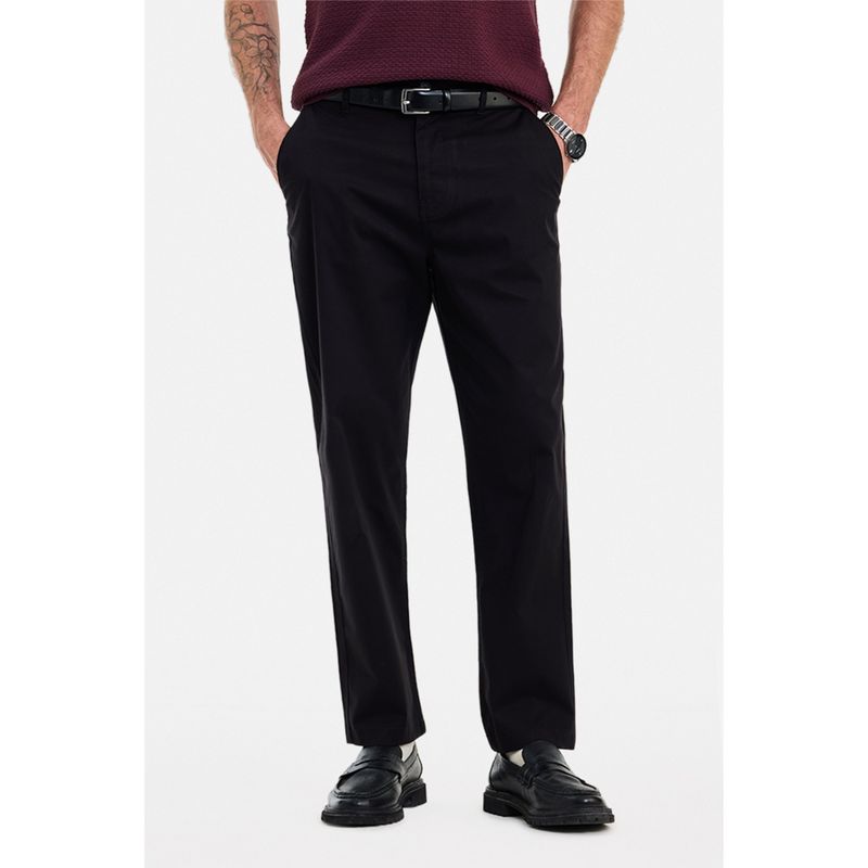 Snitch Black Solid Regular Casual Chinos for Men (28)