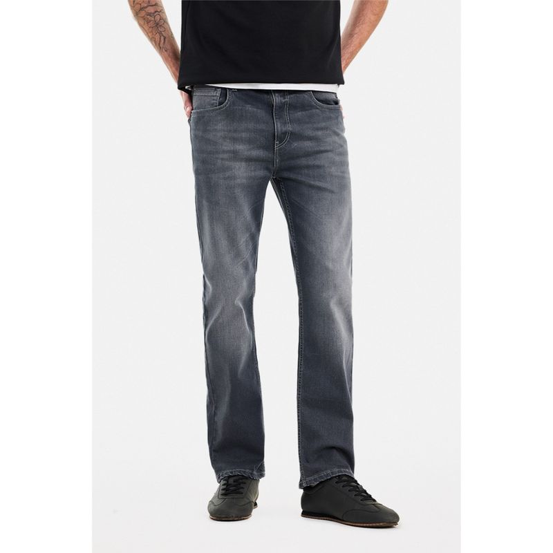 Snitch Grey Washed Straight Casual Jeans for Men (30)