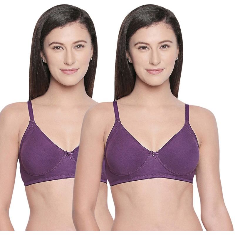 Bodycare B, C & D Cup Perfect Coverage Bra In 100% Cotton-Pack Of 2 - Purple (34C)