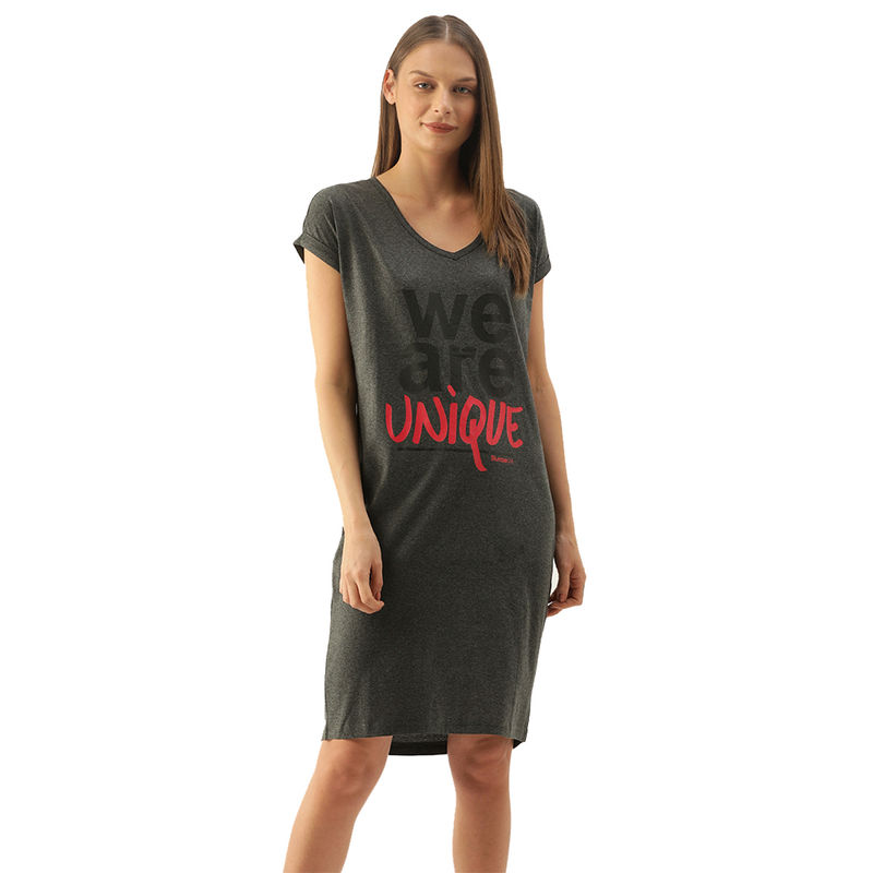 Slumber Jill Loose Fit "We are Unique" Sleep Shirt - Charcoal (S)