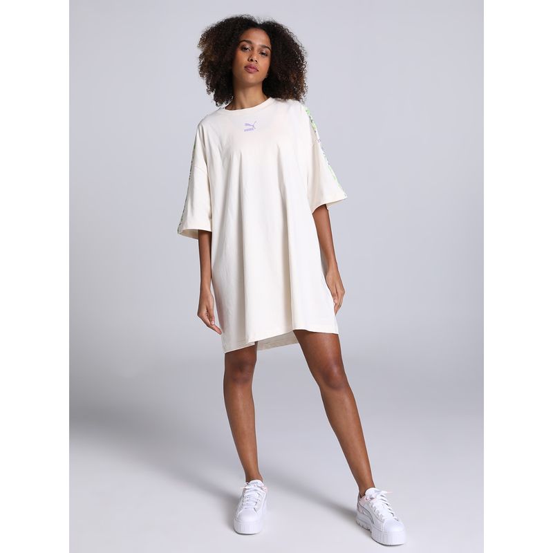 Puma Floral AOP Tee Dress Womens White Dress (M)