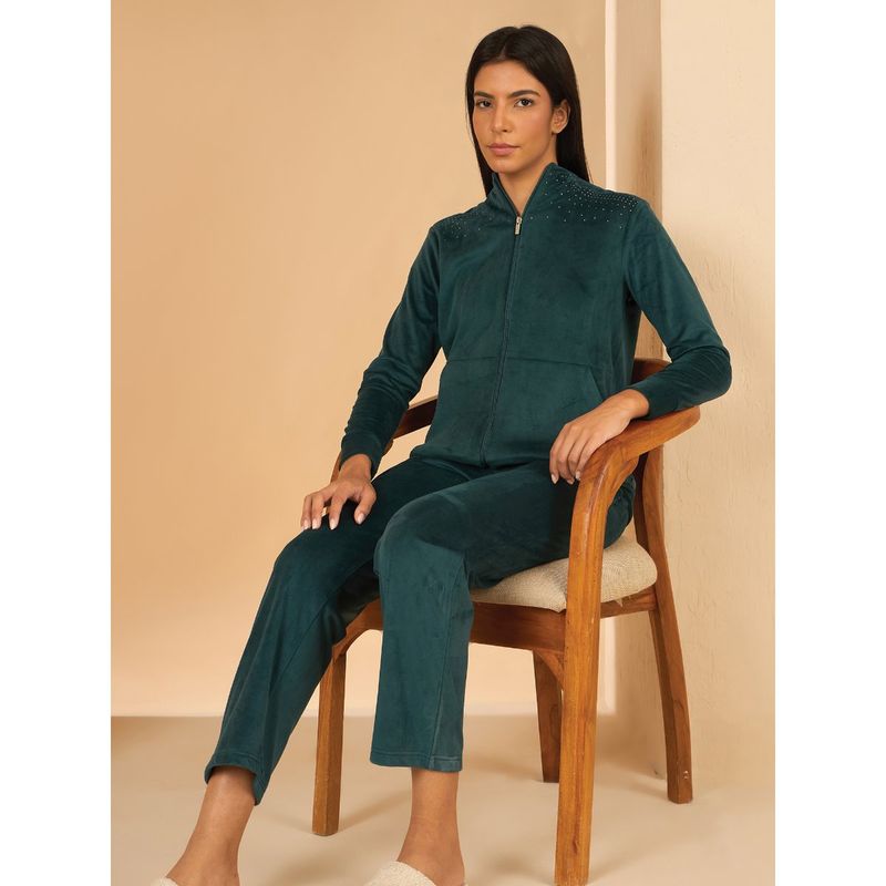 Sweet Dreams Green Solid Sweatshirt and Pant (S)