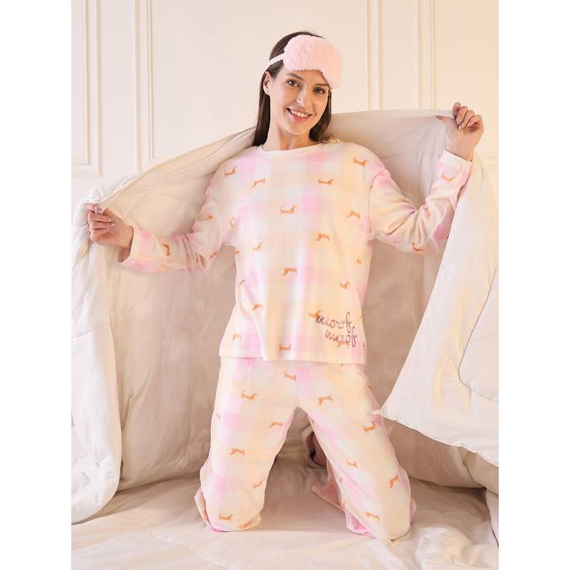 Sweet Dreams Pink Printed T-shirt and Pyjama (L)