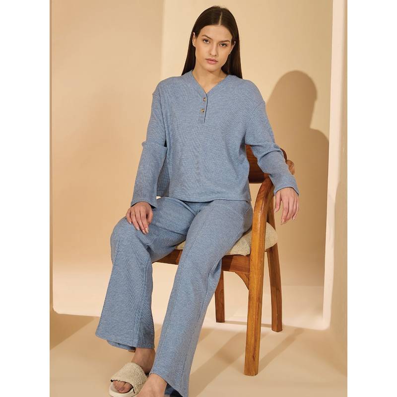 Sweet Dreams Blue Solid T-shirt and Pyjama (XL)