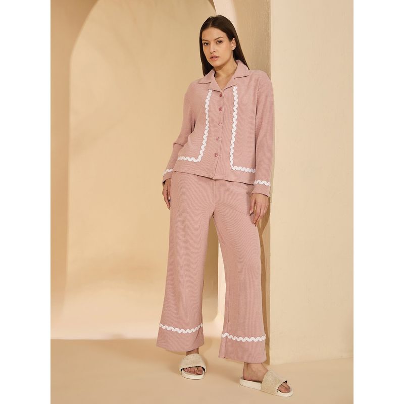 Sweet Dreams Pink Solid Shirt and Pyjama (S)