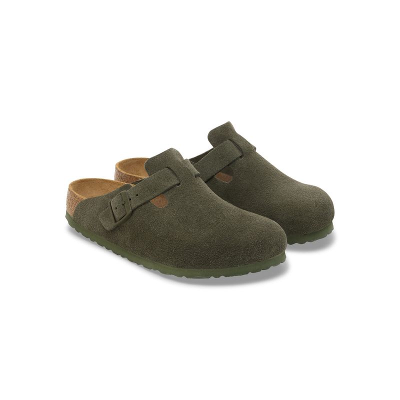 Birkenstock Boston Green Suede Leather Narrow Width Unisex Clogs (EURO 36)
