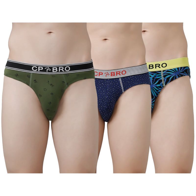 CP BRO Printed Briefs with Exposed Waistband Value - Multi Color (Pack of 3) (XL)