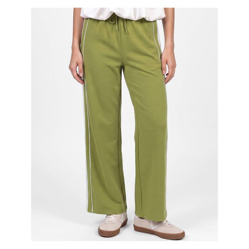 Bewakoof Women's Green Side Panel Straight Fit Track Pant (XS) (XS)