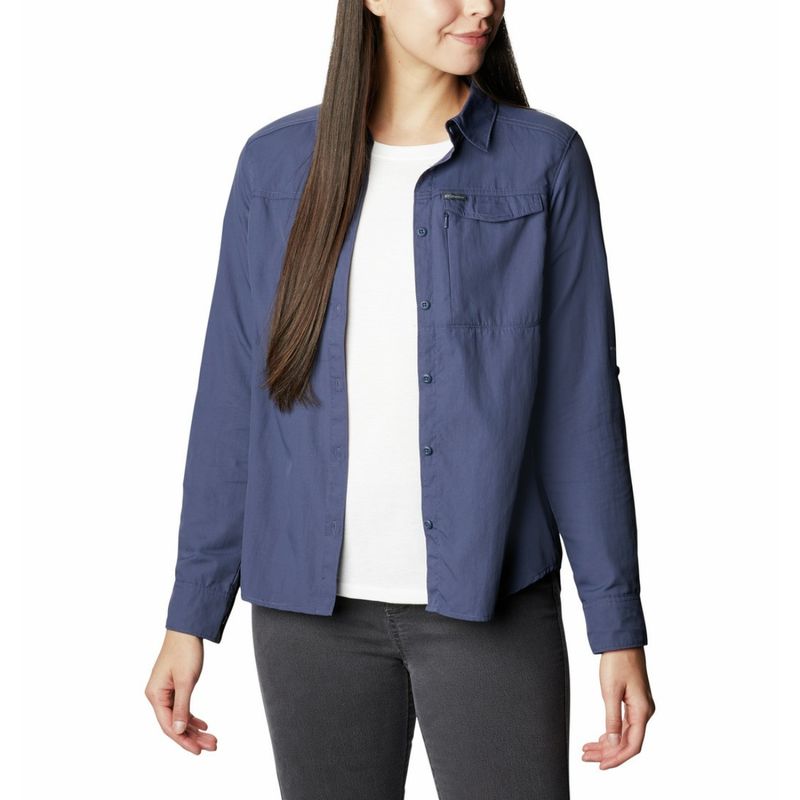 Columbia Womens Blue Omni-Wick Silver Ridge 2.0 Long Sleeve Shirt (S)