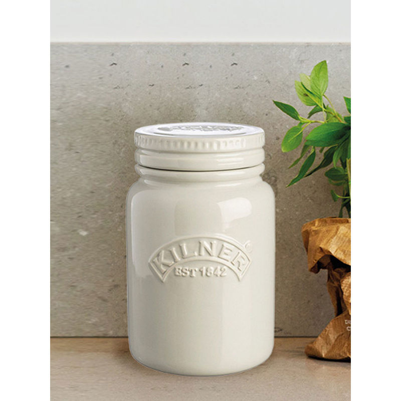 Kilner Ceramic Push Top Moonlight Grey Storage Jar for thinKitchen, 600
