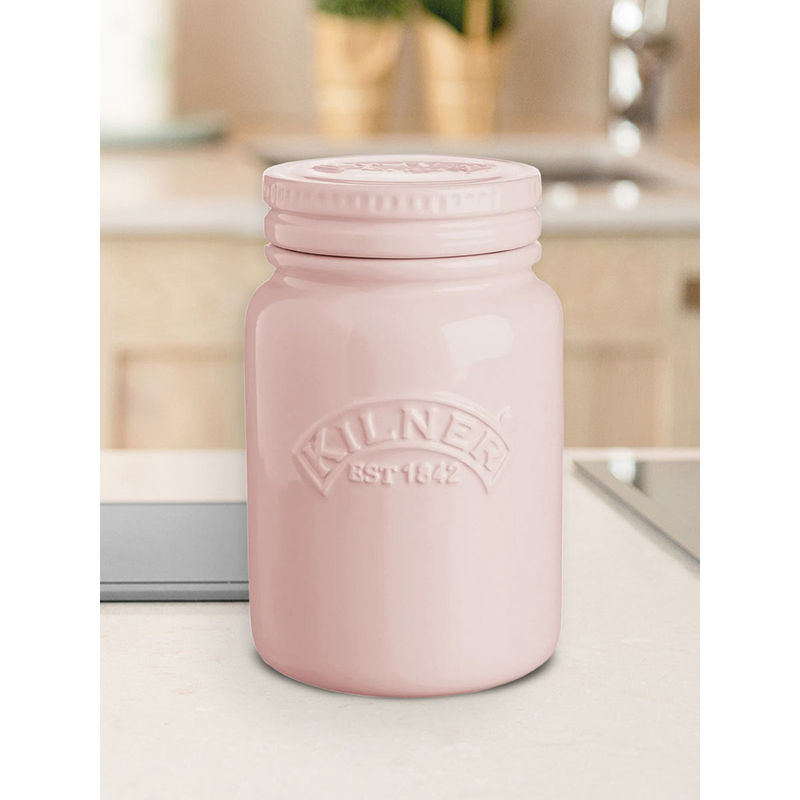 Buy Kilner Ceramic Push Top Dusky Pink Storage Jar for thinKitchen, 600