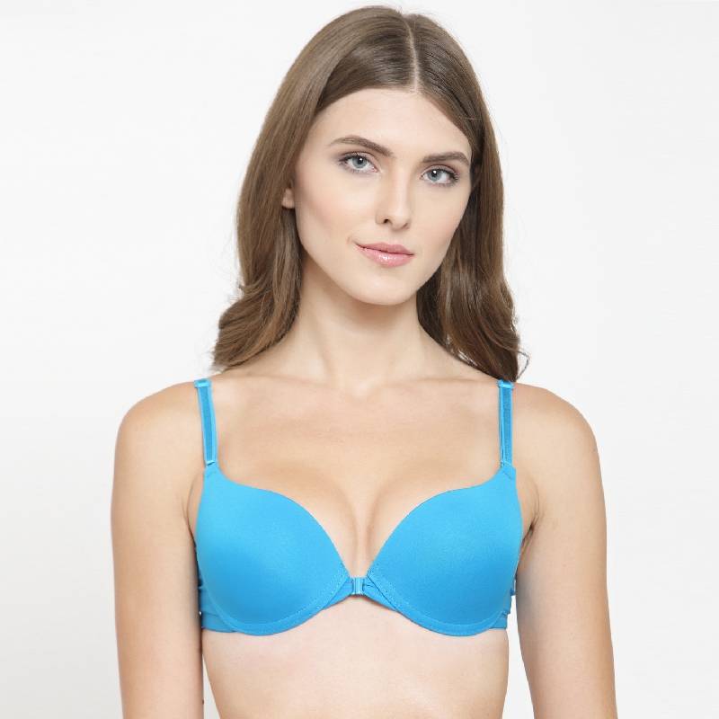 PrettyCat Front Closure Pushup Bra - Blue (34B)