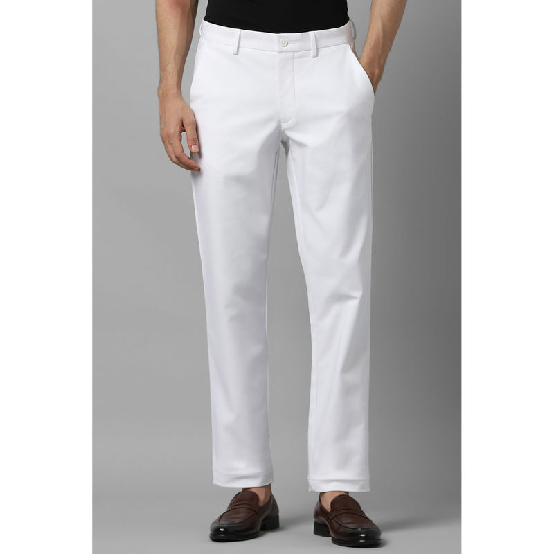 Louis Philippe Men White Solid Flat Front Formal Trouser (30)