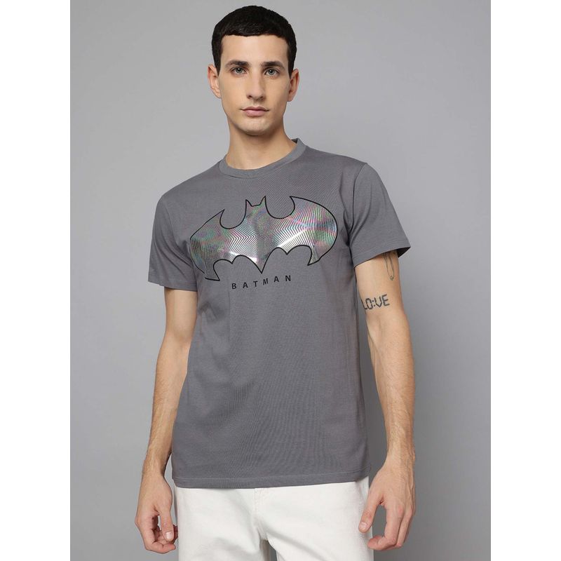 Free Authority Grey Batman Printed Regular Fit T-Shirt for Men (S)