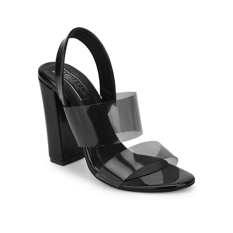 Truffle Collection Black Perspex Patent Sandals With Back Strap - UK 4