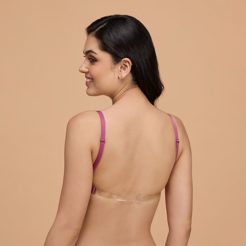 Nykd by Nykaa Breathe Cotton Transparent Back Padded Non Wired T-Shirt Bra NYB007 Rose (32B)
