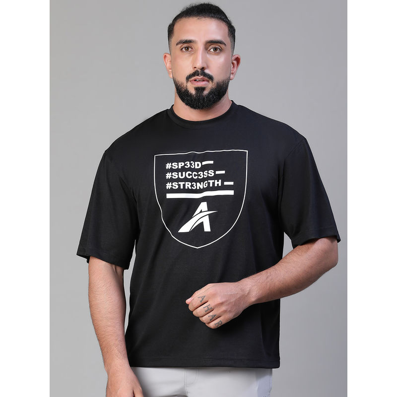 Athlisis Men Typography Printed Bio Finish Oversized T-Shirt (L)