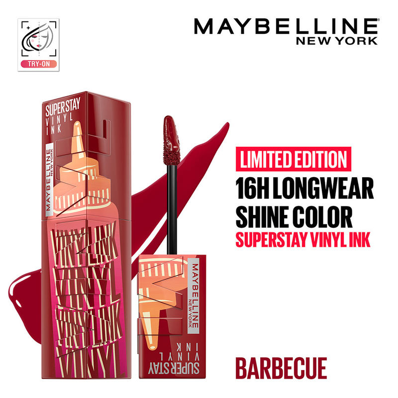 Maybelline New York Super Stay Vinyl Ink Liquid Lipstick, Instant Shine Lasts Up To 16H - Barbecue Sauce