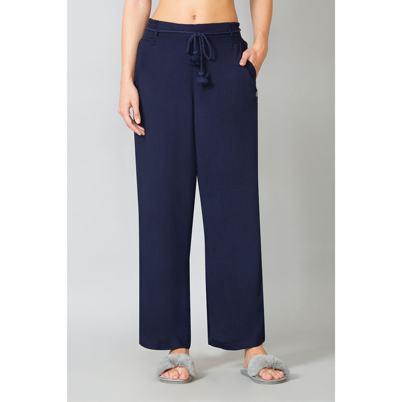 Van Heusen Women Functional Pocket & Smocked Waistband Lounge Pyjamas - Blue (M)