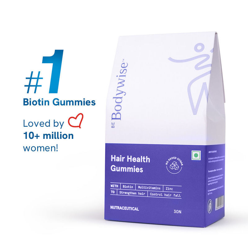 Be Bodywise Biotin Hair Gummies - Zinc, Fibre, Multivitamin For Stronger Hair, Nails -No Added Sugar