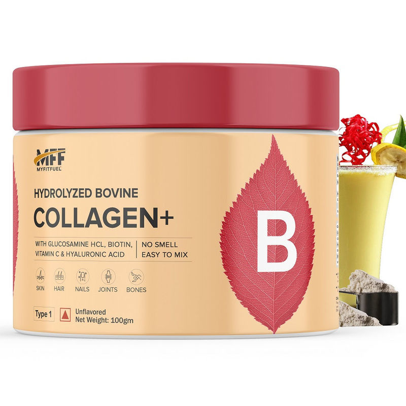 MyFitFuel Hydrolyzed Bovine Collagen +Hyaluronic Acid Biotin Vitamin C Skin HairNails Unflavor(100g)