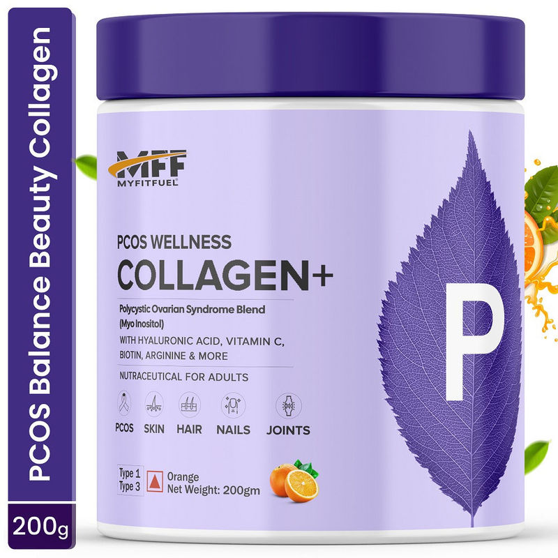 MyFitFuel Pcos Wellness Collagen Peptides, 40:1 Inositol, Hyaluronic Acid & More - Orange