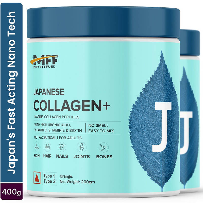 MyFitFuel Japanese Collagen Nanotechnology High Absorption +Biotin, Hyaluronic - Orange