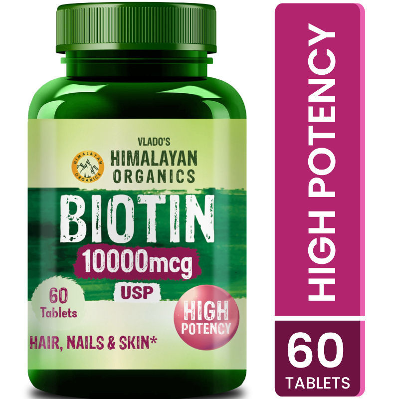Vlado's Himalayan Organics Biotin 10000mcg High Potency For Healthy Hair And Skin Tablets