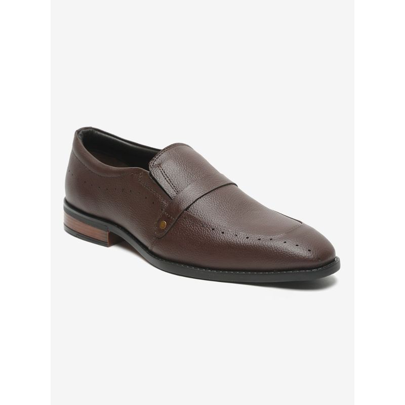 Teakwood Men Brown Solid Leather Formal Slip-Ons (Euro 40)