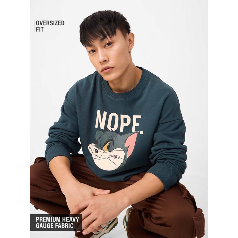 The Souled Store Official Tom and Jerry Nope Men Oversized Sweatshirt (XL)