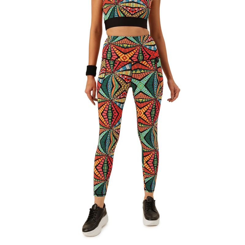 Cukoo Multi-Color Printed Skinny Fit Tights (M)
