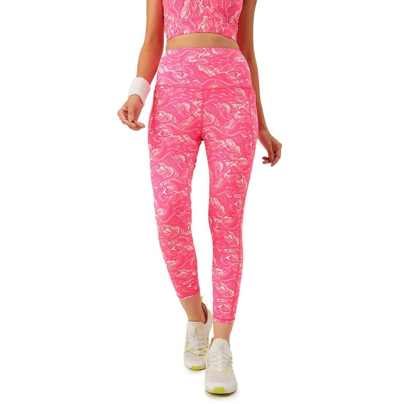 Cukoo Pink Printed Skinny Fit Tights (M)
