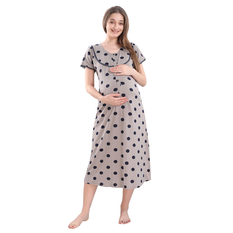 PIU Women's Maternity/Nursing Nighty - Grey (XL)