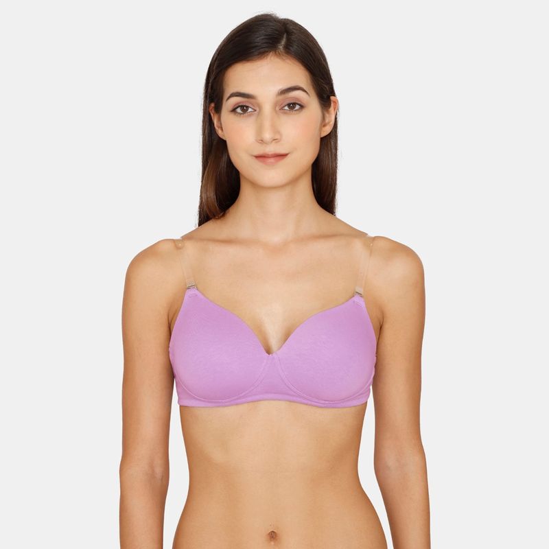 Zivame Beautiful Basics Padded Non Wired 3-4Th Coverage Backless Bra - Violet (32D)