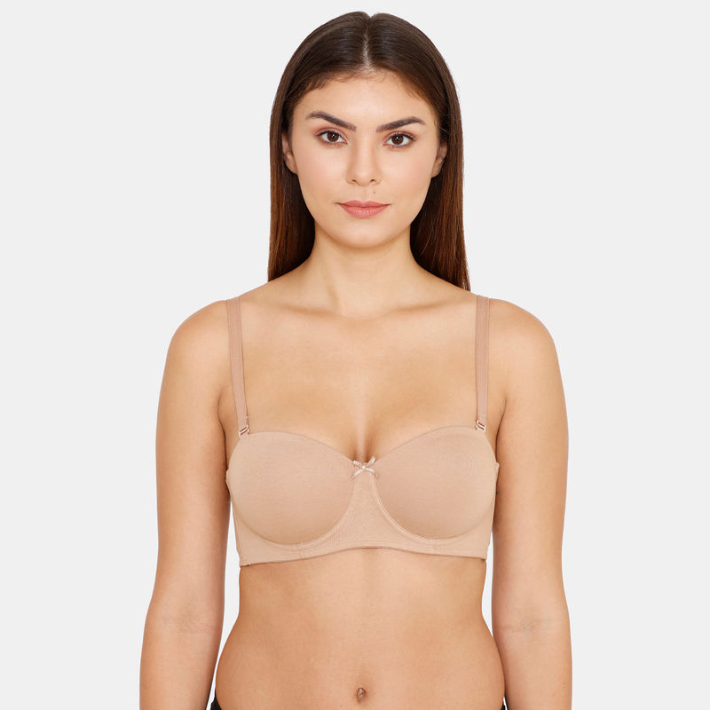 Zivame Padded Wired 3/4th Coverage Strapless Bra- Nude (36B)